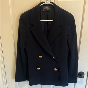 COPY - Vintage CHANEL Navy Blue Double Breasted Blazer with Wide Notched Lapels